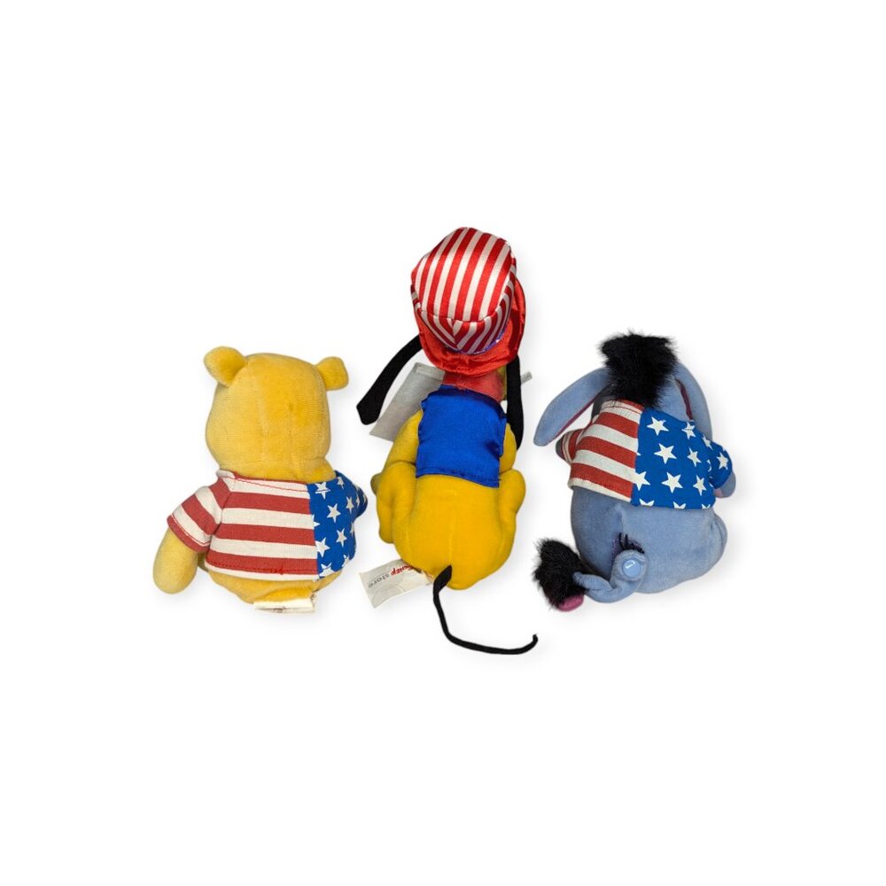 Vintage Disney Store Patriotic Beanie Plush Characters Pluto, Pooh & Eeyore - Picture 5 of 14